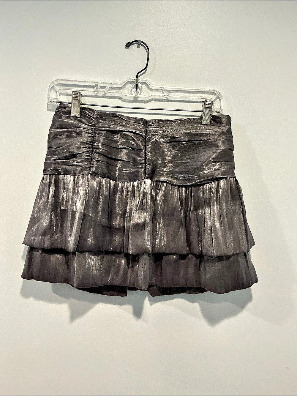 Metallic Tiered Mini Skirt